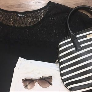 Torrid Black Chiffon Top with Lace
